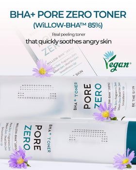BE THE SKIN close-up of willow bark water concentrate emphasizing exfoliation