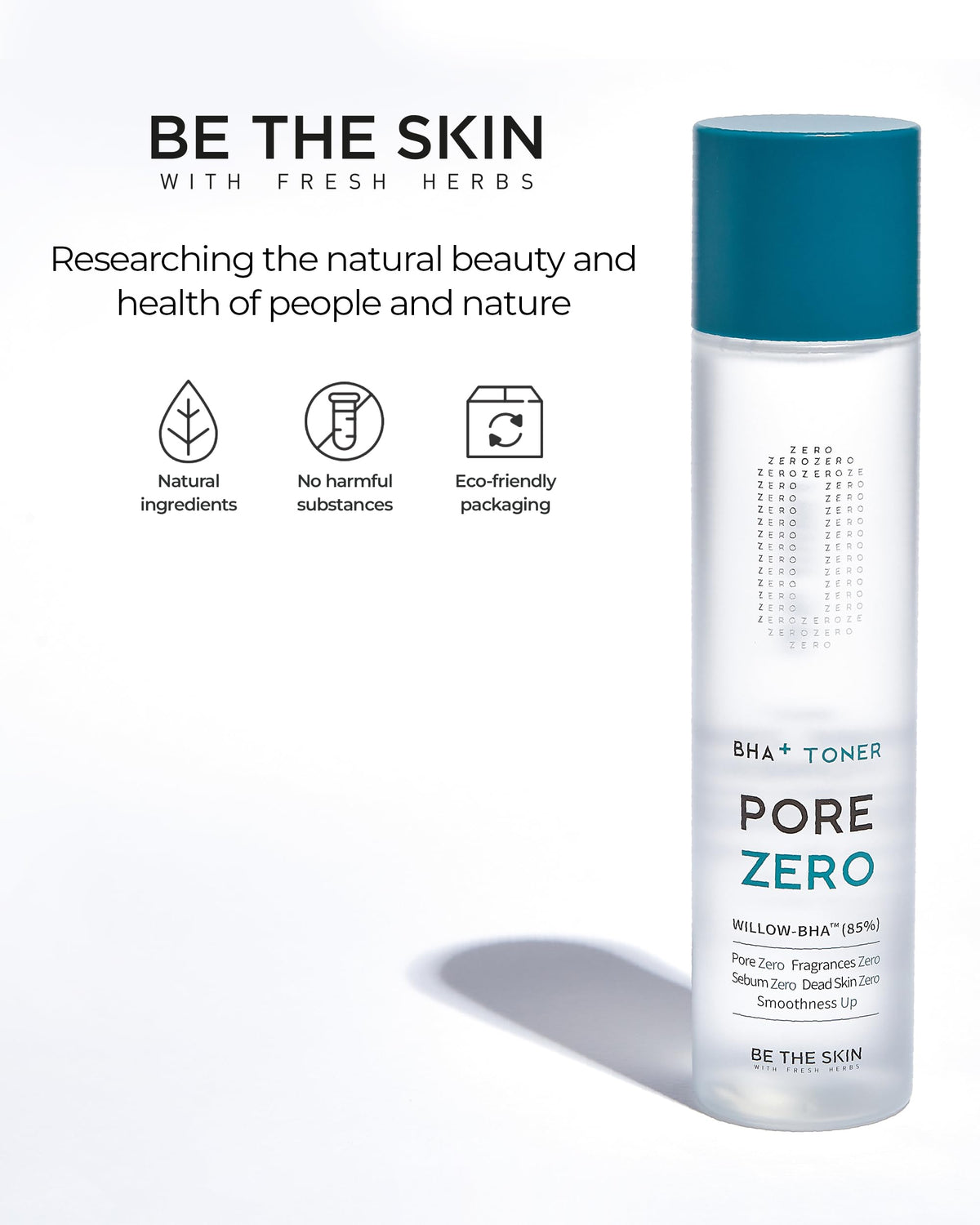 BE THE SKIN bottle staged on bathroom counter for daily skincare routine