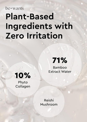 BE+WANTS bamboo water ingredient bottle emphasizing natural hydration