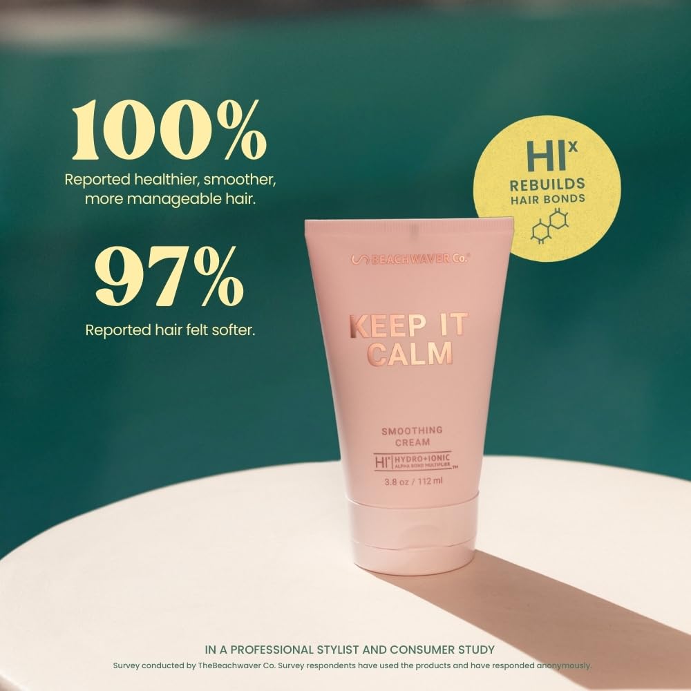 Beachwaver product label close-up highlighting active ingredients benefits