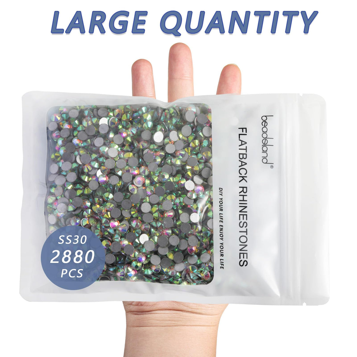 BEADSLAND rhinestones decorating shoe fabric demonstrating durable embellishment benefit