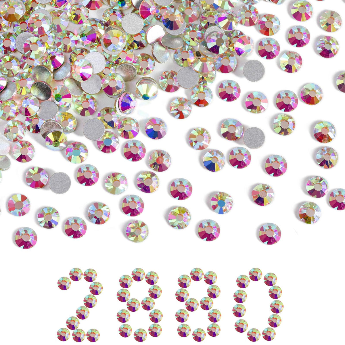 BEADSLAND front packaging of 2880 Crystal AB SS30 rhinestones showing quantity benefit