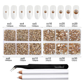 BEADSLAND size comparison SS3 to SS10 demonstrating detail options