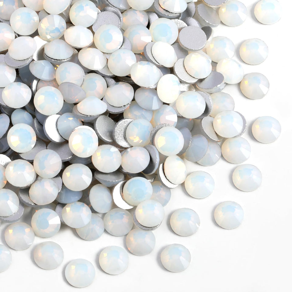 BEADSLAND pack front view showing 1440 white opal rhinestones and clear labeling, easy bulk supply