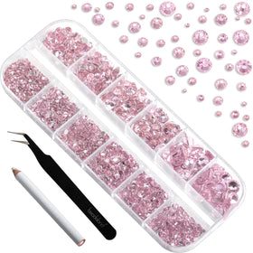 BEADSLAND compartmentalized box with pink gems organized for quick selection