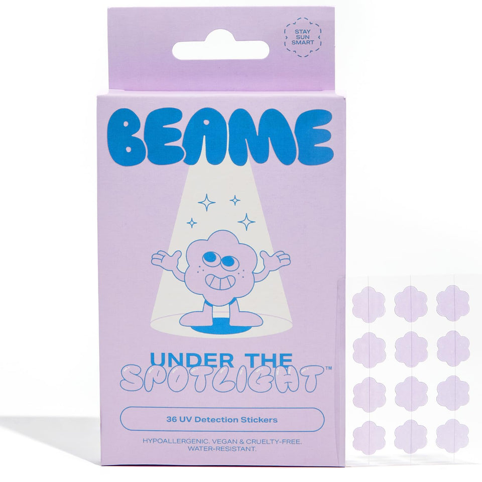 BEAME front packaging showing 36 stickers and brand protection benefit