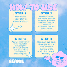 BEAME tear-and-share sticker sheet fits in pocket for convenient carrying