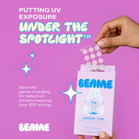 BEAME sticker applied on forearm demonstrating easy application and reminder