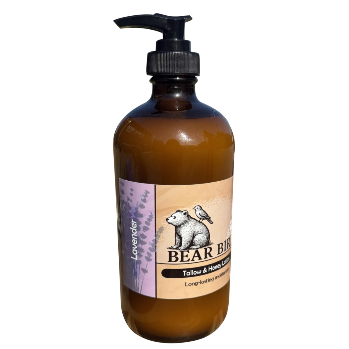 Bear Bird front jar with lavender label showing clean ingredients and calming scent