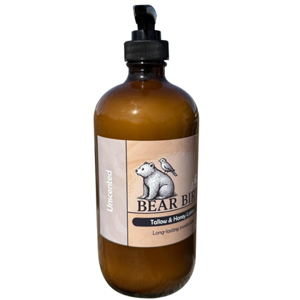 Bear Bird front jar image showing unscented tallow lotion and natural hydration