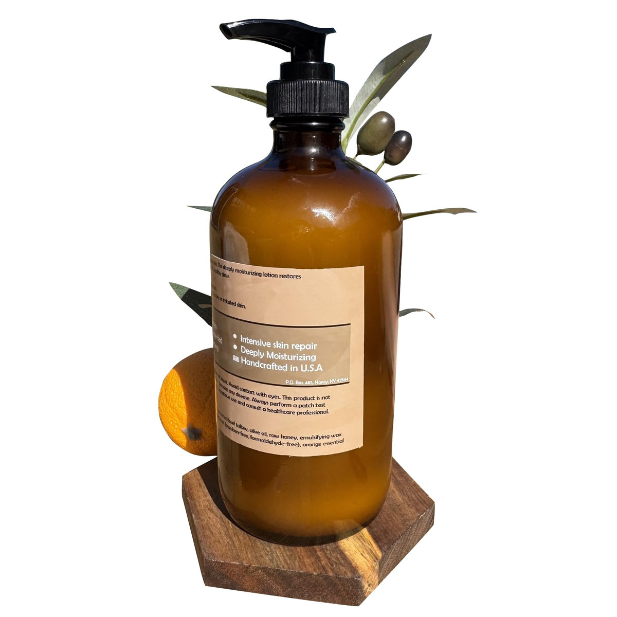 Bear Bird ingredients display of grass-fed tallow and raw honey benefits