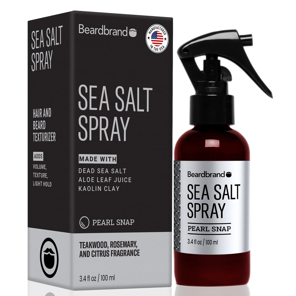 Beardbrand front bottle showing Pearl Snap scent and matte finish benefit