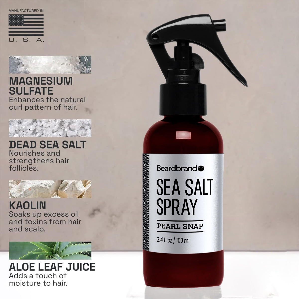 Beardbrand label closeup highlighting ingredients and premium quality benefit