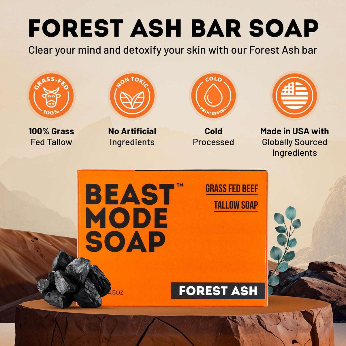 Beast Mode Soap activated charcoal texture close-up highlighting deep-cleaning particles