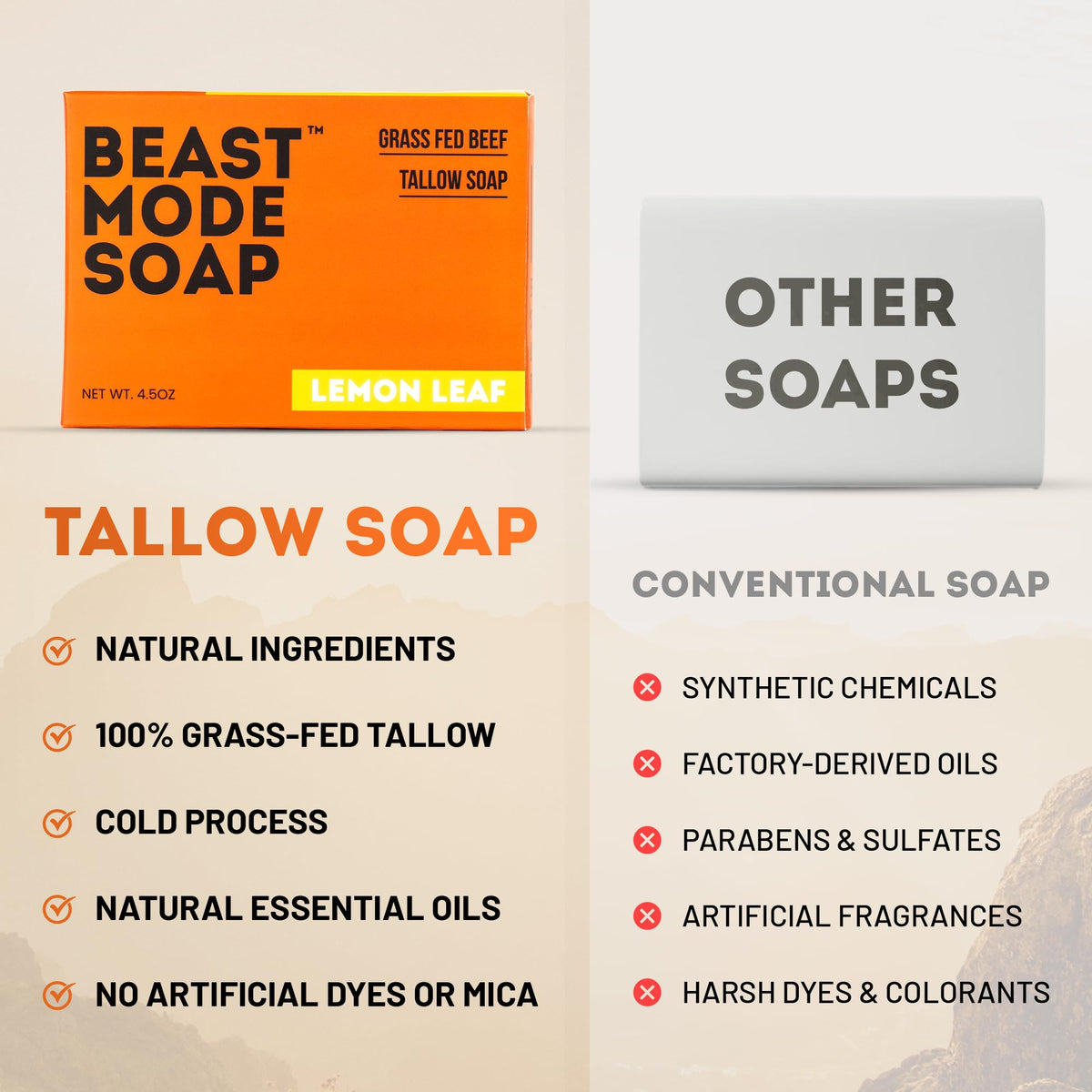 Beast Mode Soap bar on wooden dish showing storage method and prolonged life
