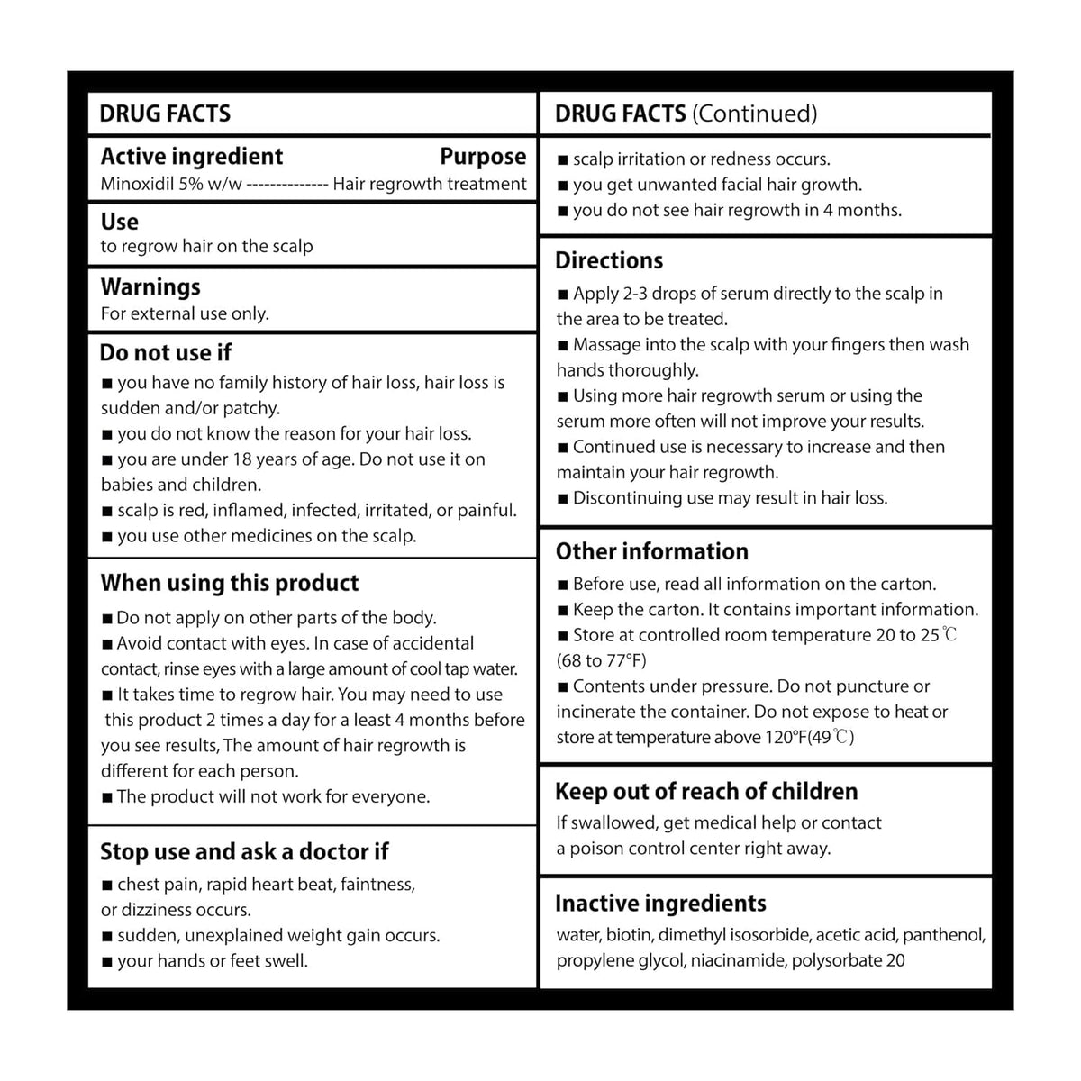 beaueli ingredients biotin and minoxidil visual for dual benefit
