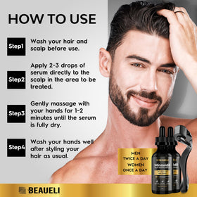 beaueli label close-up highlighting 5% minoxidil and biotin