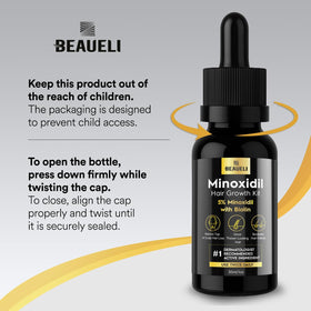 beaueli label ingredients detail highlighting minoxidil and biotin