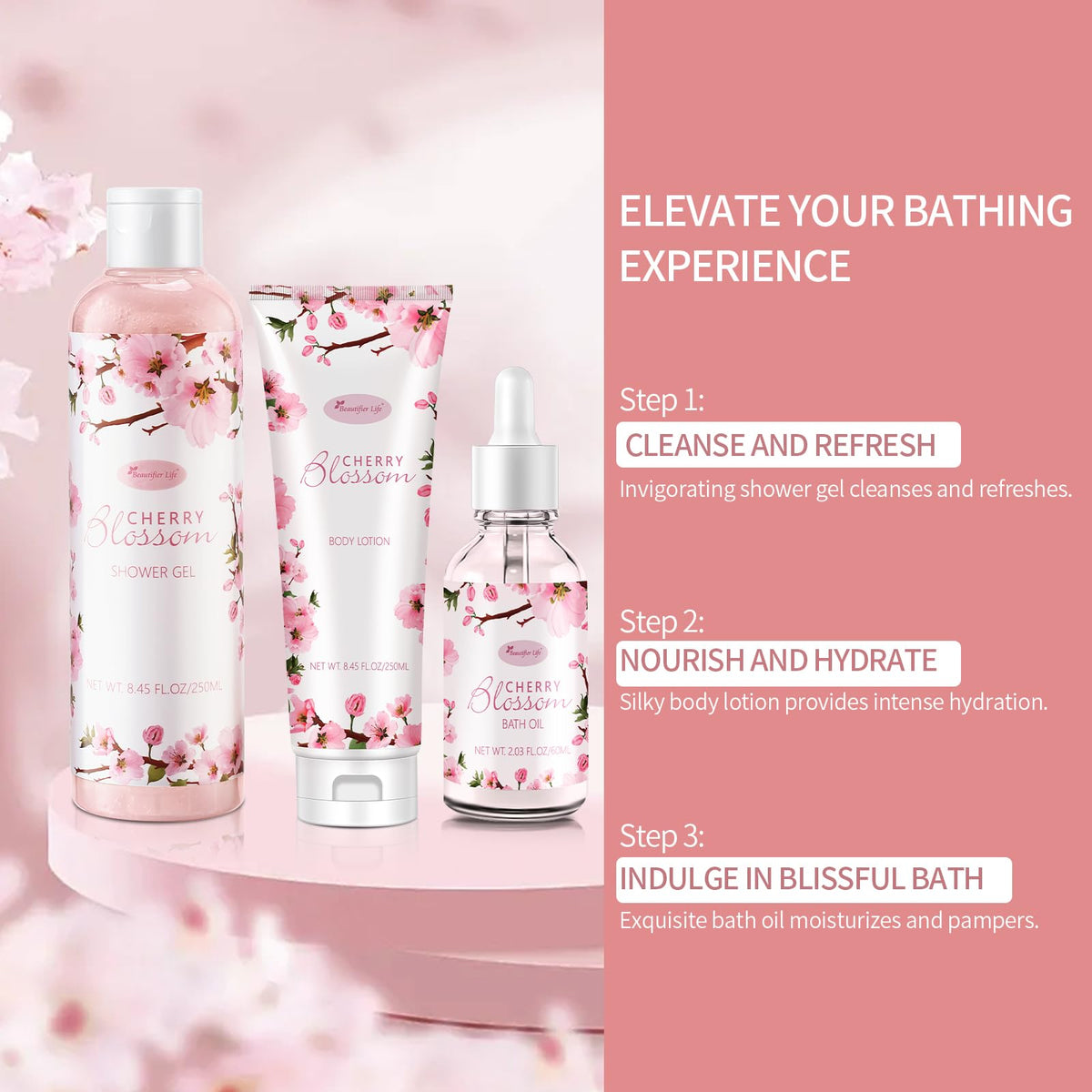 Beautifier Life bath oil texture close-up showing nourishing sheen for skin