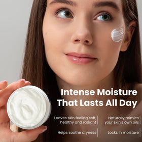 Beautiful Being applying product to face showing gentle hydration benefit