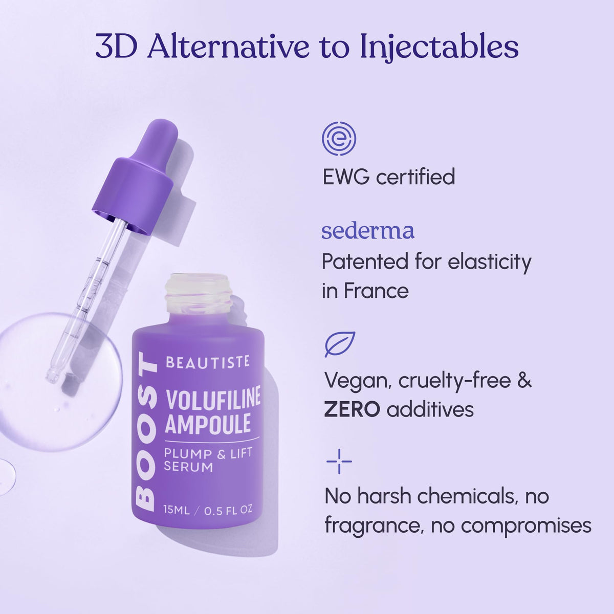 Beautiste Volufiline visual with botanical cue highlighting plant-based plumping benefit