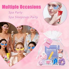 Beauty Bar spa table setup with guests using products for shared relaxation