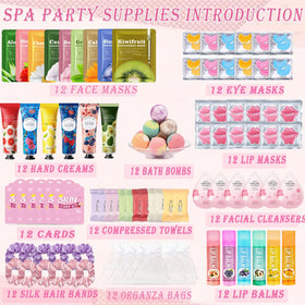 Beauty Bar organza bag open with grouped spa items ready to gift