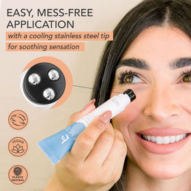 Beauty by Earth application demo on model refreshing under-eye area