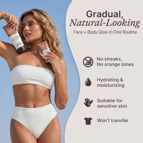Beauty by Earth mitt application on arm, ensures streak-free, even bronze