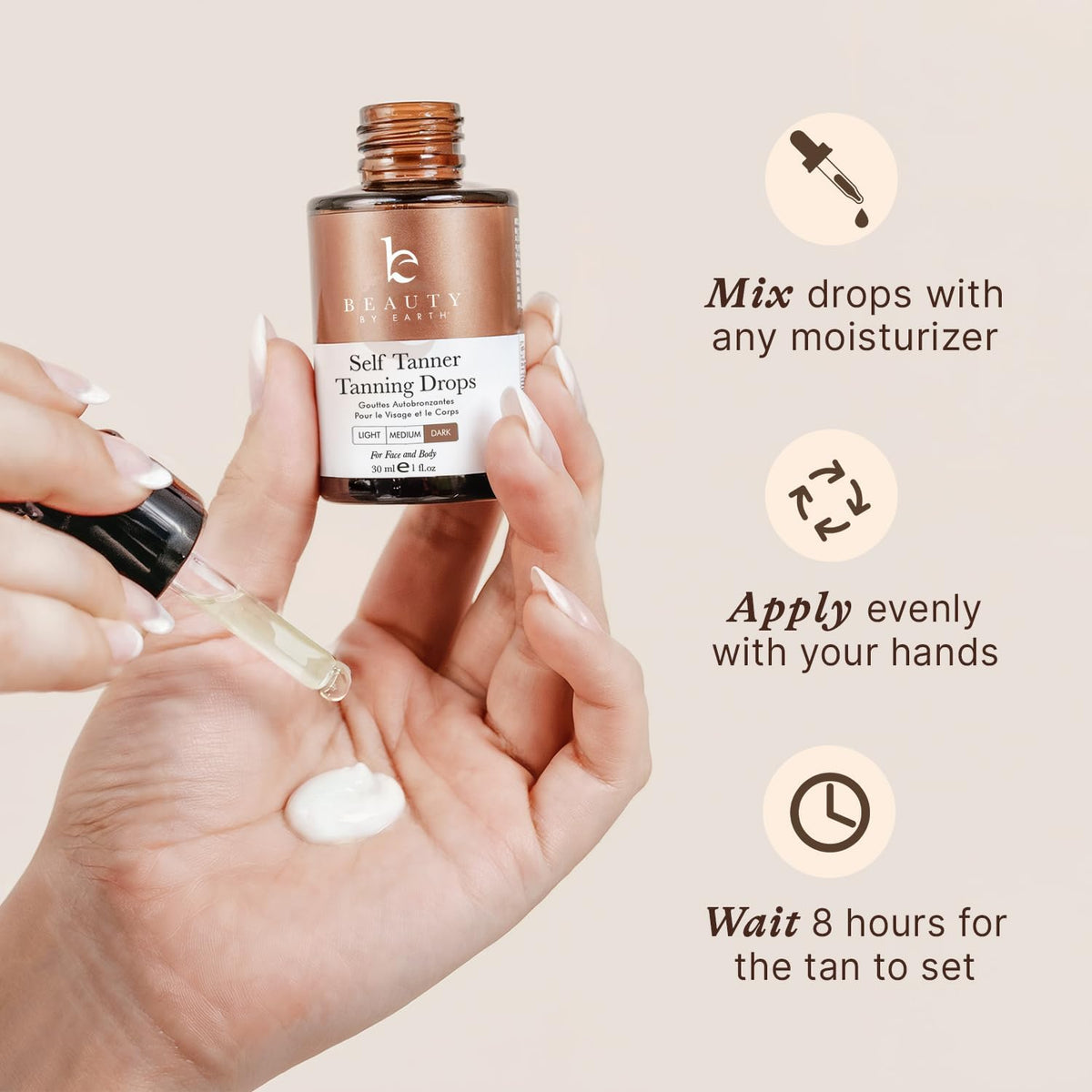 Beauty by Earth application on face using gentle strokes for even tan