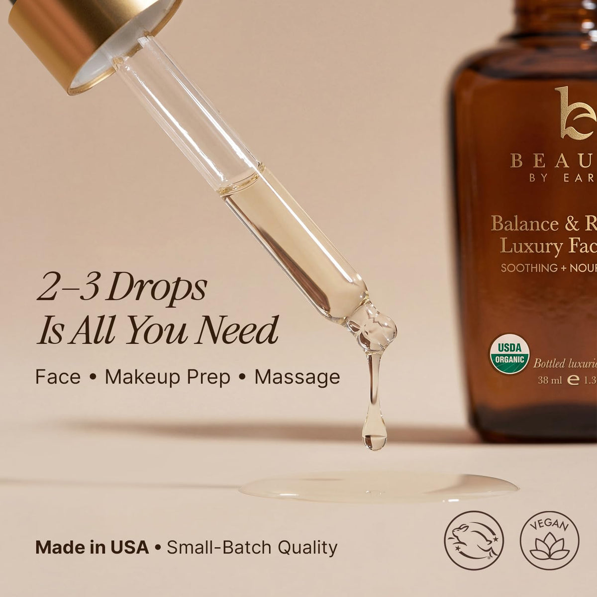 Beauty by Earth oil applied on hand demonstrating lightweight feel