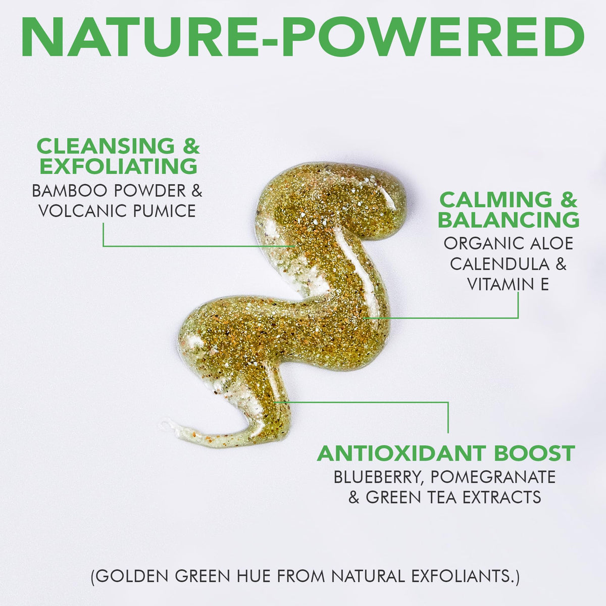 Beauty by Earth applied to wet face demonstrating gentle exfoliation