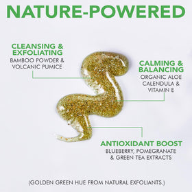 Beauty by Earth applied to wet face demonstrating gentle exfoliation