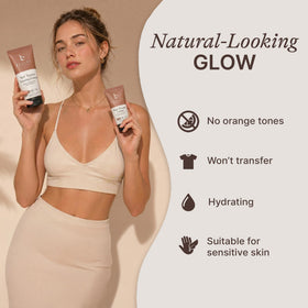 Beauty by Earth back applicator in hand for easy reach and even coverage