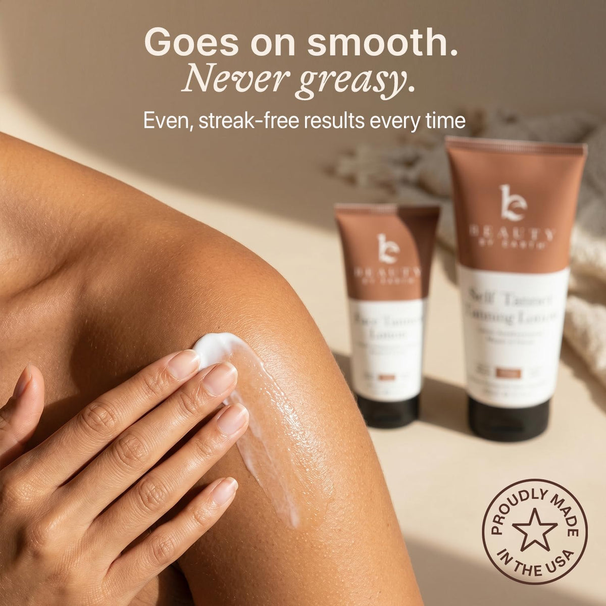 Beauty by Earth legs before and after showing gradual tan results and natural-looking bronze benefit