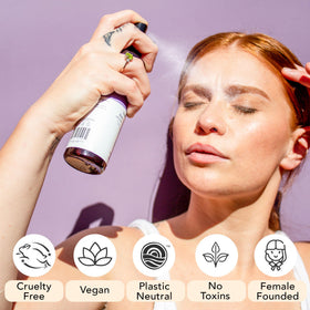 Beauty by Earth bottle beside aloe leaves conveying soothing botanical benefits