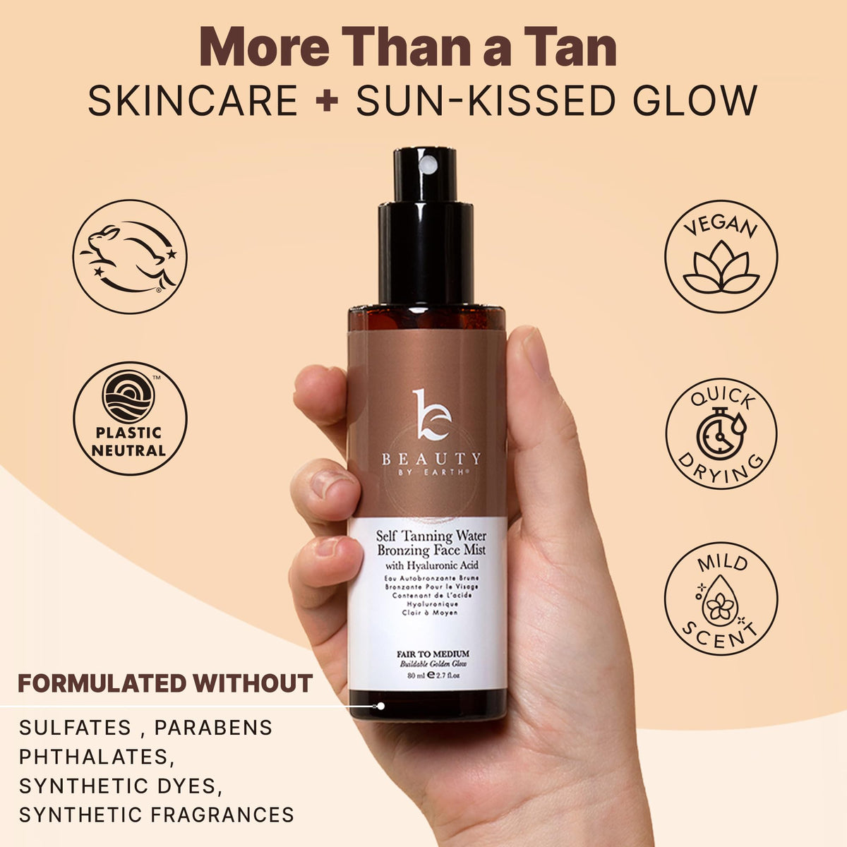 Beauty by Earth label detail highlighting organic-forward ingredient list
