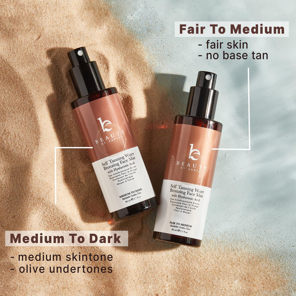 Beauty by Earth in lifestyle setting showing sunless bronze and natural glow