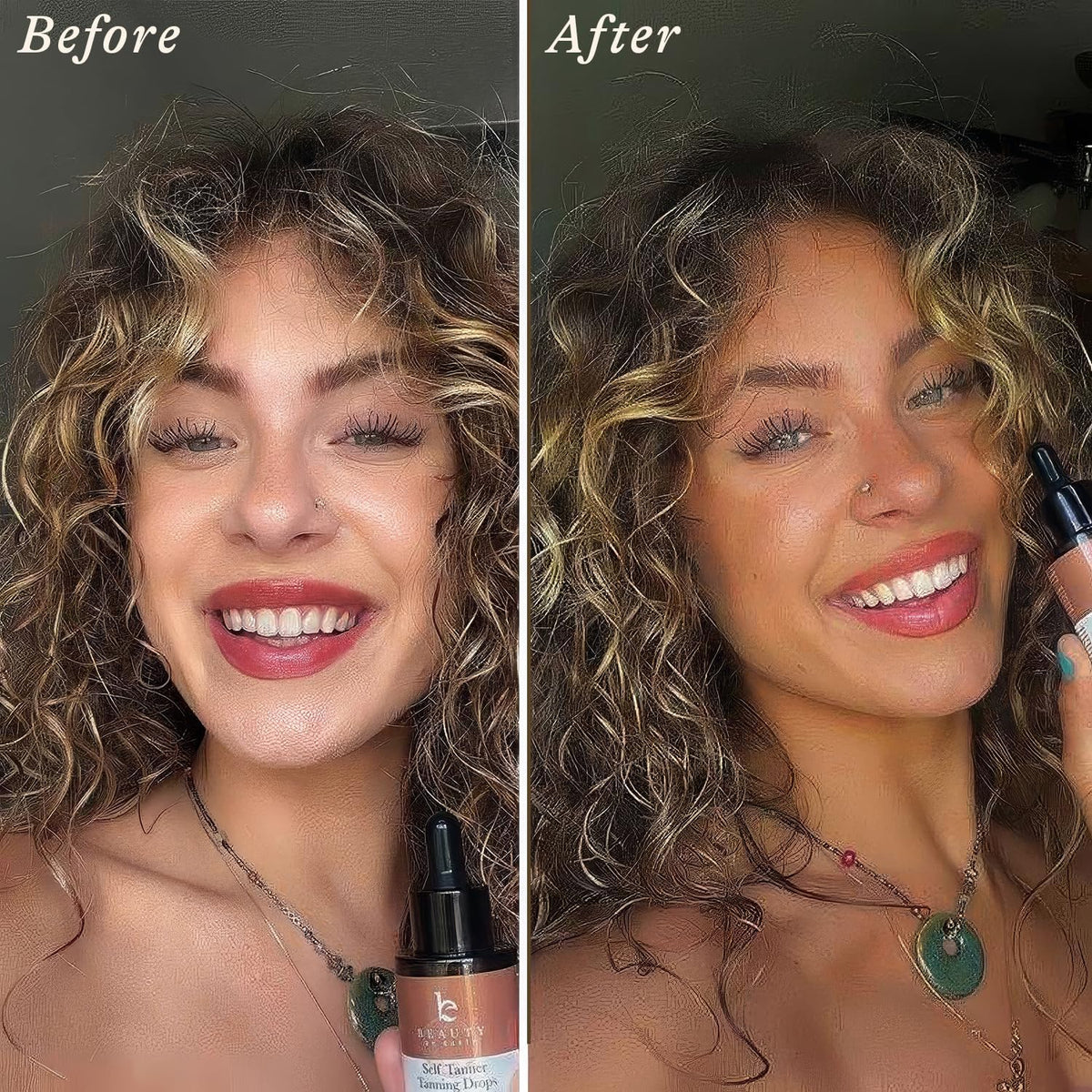 Beauty by Earth dropper dispensing tanning drops for precise control
