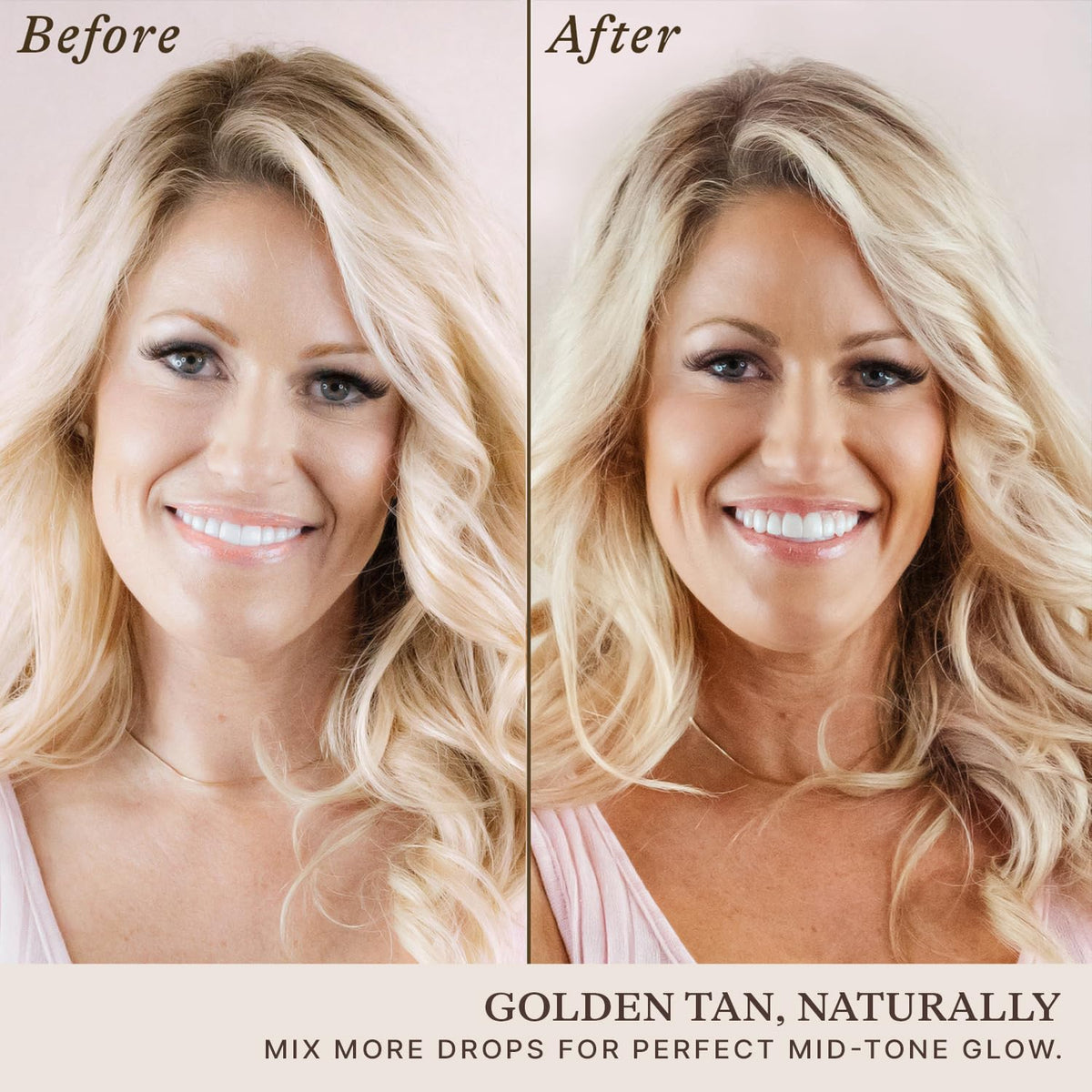 Beauty by Earth amber dropper releasing tanning drops for easy dosing