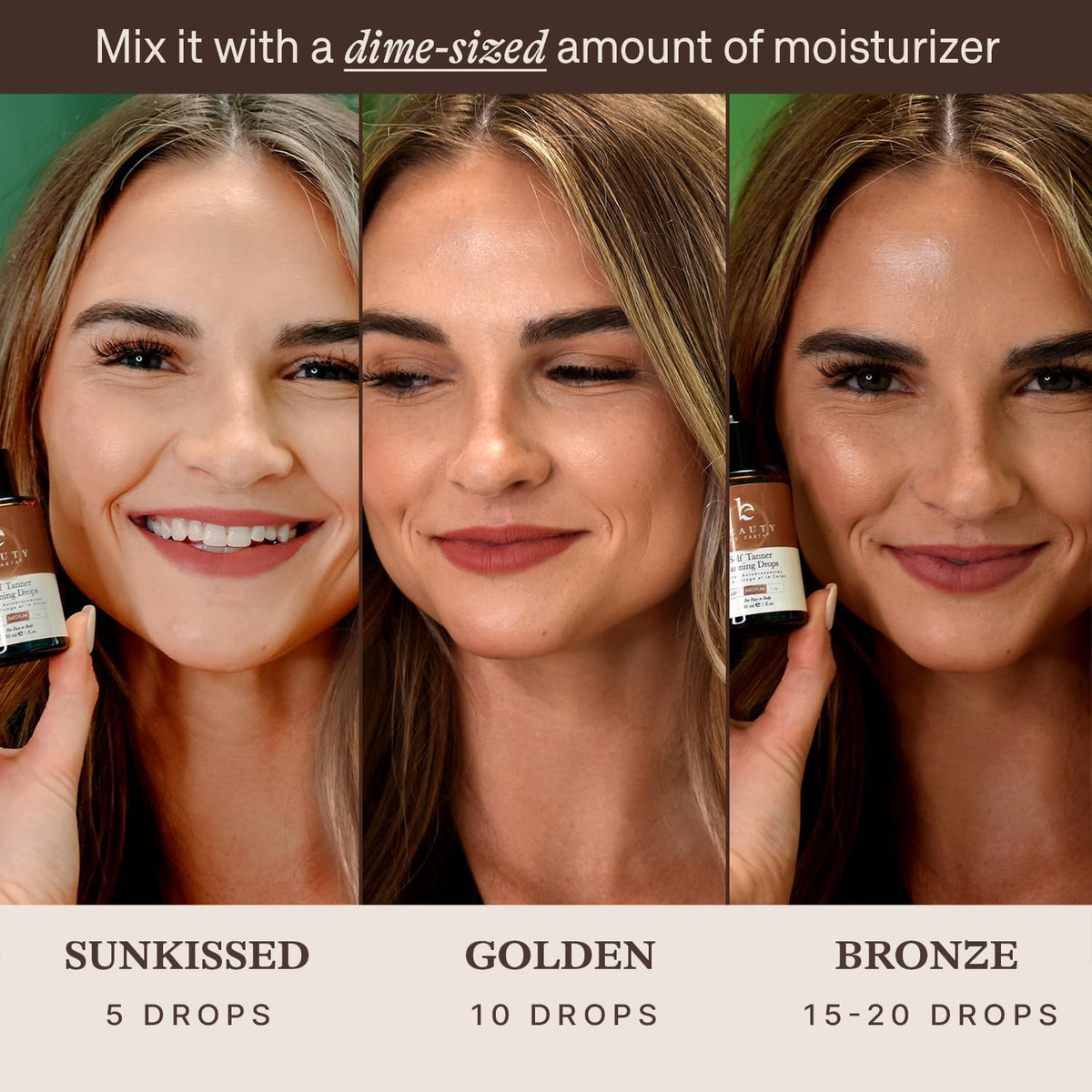 Beauty by Earth drops blended with moisturizer demonstrating customization