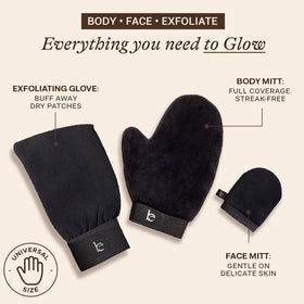 Beauty by Earth exfoliating glove texture for smooth pre-tan skin preparation