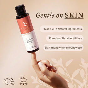 Beauty by Earth removing eye makeup with a pad to protect delicate skin