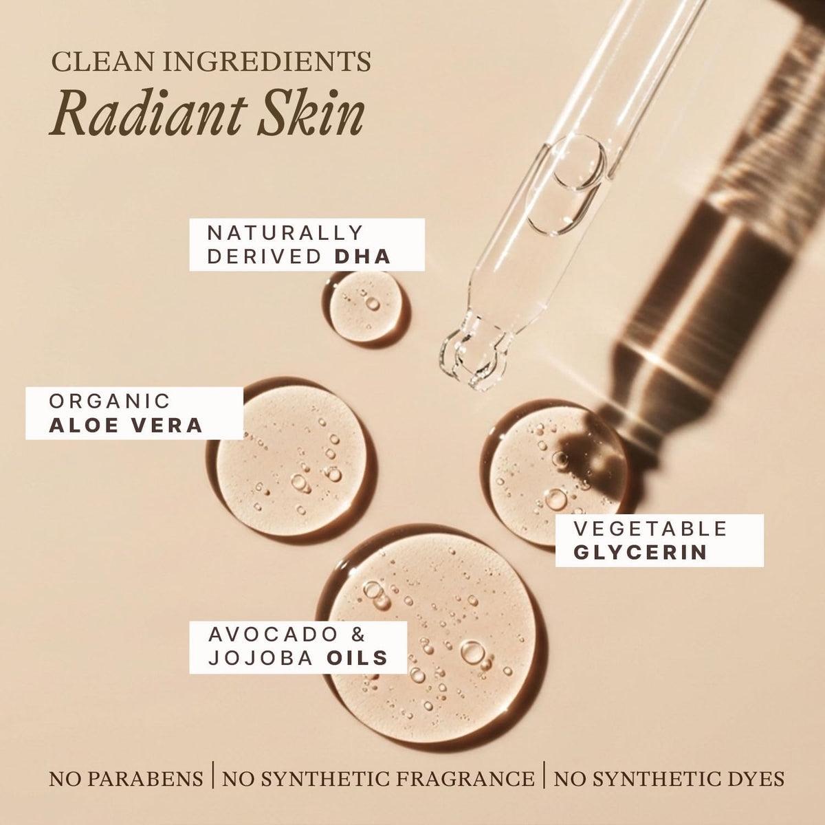 Beauty by Earth applying drops to face for a streak-free glow