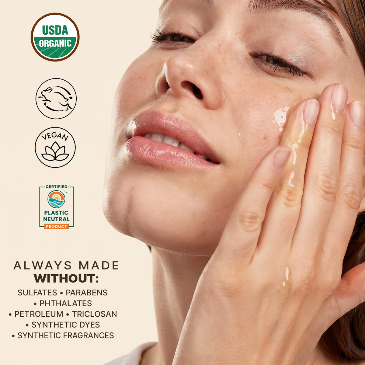 Beauty by Earth ingredient flatlay with moringa, jojoba and argan emphasizing natural nutrients