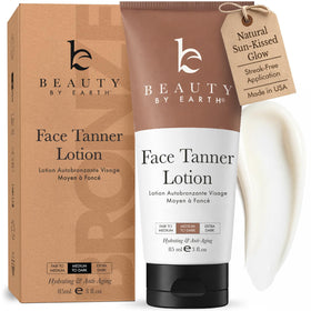 Beauty by Earth face tanner front packaging showing natural, gentle tint benefit