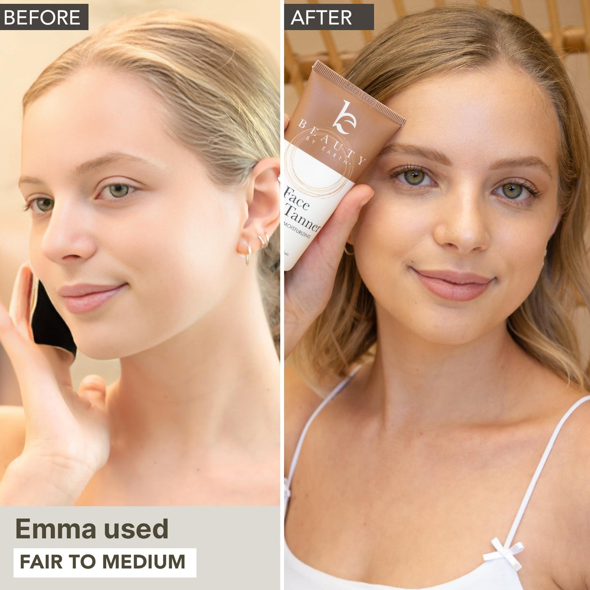 Beauty by Earth texture pump shot displaying silky, blendable lotion