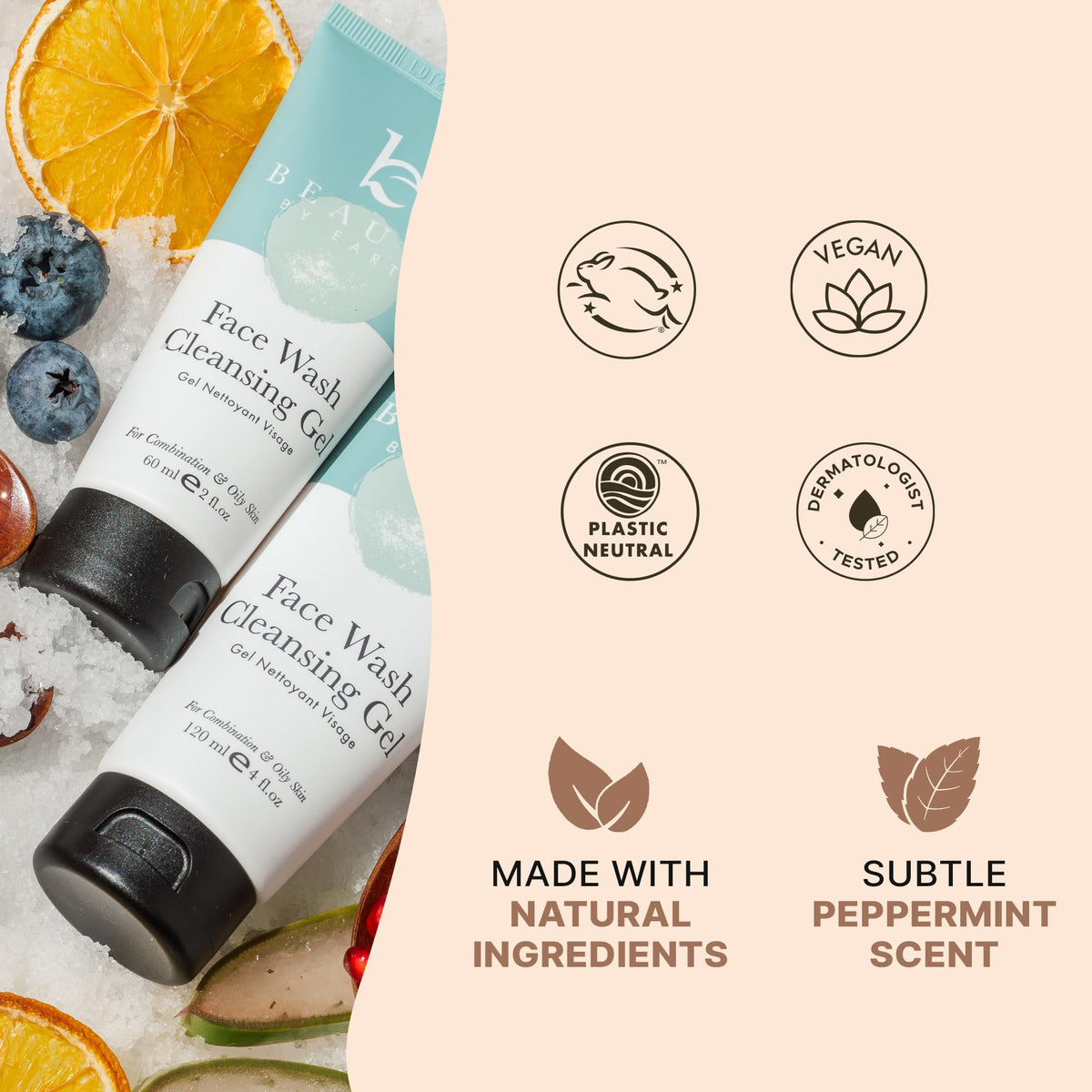 Beauty by Earth foamy lather in hand demonstrating gentle effective cleansing