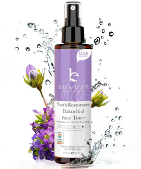 Beauty by Earth front packaging of bakuchiol toner showing clean organic look and trust