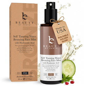 Beauty by Earth front packaging showing bronzing face tanner mist benefit natural glow
